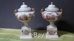 Pair Antique 1865 Austrian Porcelain Urns Signed By Boucher