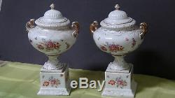 Pair Antique 1865 Austrian Porcelain Urns Signed By Boucher