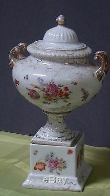 Pair Antique 1865 Austrian Porcelain Urns Signed By Boucher