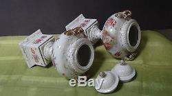 Pair Antique 1865 Austrian Porcelain Urns Signed By Boucher