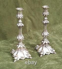 Pair Antique 19C Signed GAB Stockholm Swedish Scandinavian Silver Candlesticks