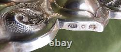 Pair Antique 19C Signed GAB Stockholm Swedish Scandinavian Silver Candlesticks