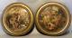 Pair Antique Advertising Metal Tin Plaques Celebration Of Fall & Bacchus 19th C