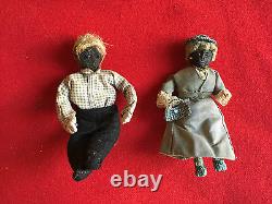 Pair Antique African American Doll Man & Woman Husband Wife Folk Art Americana