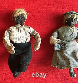 Pair Antique African American Doll Man & Woman Husband Wife Folk Art Americana