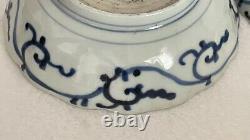 Pair Antique Blue White Early 1800's Chinese or Japanese Scalloped Bowls Signed