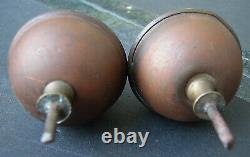 Pair Antique Brass Grandfather Clock Finial 5 Signed ENGLAND Ball Spire