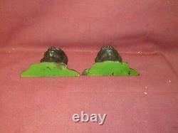 Pair Antique Bronze Indian Chief Bookends signed West Sculpture American