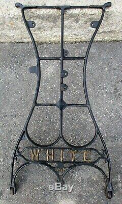 Pair Antique Cast Iron Industrial Legs White Sewing Machine Co. Repurpose