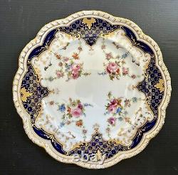 Pair Antique Cauldon England Hand Painted / Signed Bouquet Plates