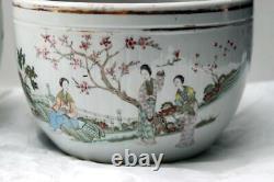 Pair Antique Chinese Fish Bowls Porcelain Imperial Kilns Signed