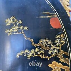 Pair Antique Chinese Lacquer Panels Bird Plaques Eagle/Hawk Rooster Paintings