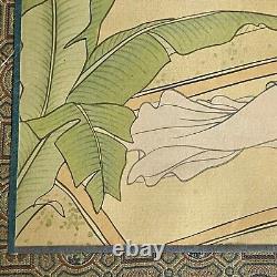 Pair Antique Chinese Paintings Watercolour on Silk Geishas Artist Signed Dated