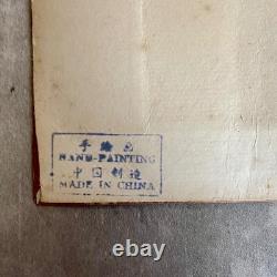 Pair Antique Chinese Paintings Watercolour on Silk Geishas Artist Signed Dated