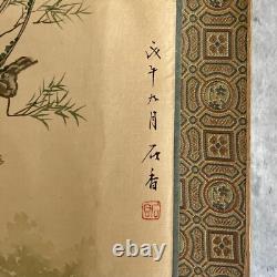 Pair Antique Chinese Paintings Watercolour on Silk Geishas Artist Signed Dated