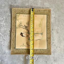 Pair Antique Chinese Paintings Watercolour on Silk Geishas Artist Signed Dated