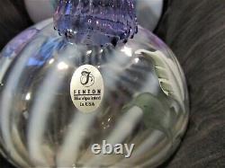 Pair Antique Fenton Fluted Clear & Frosted Swirl Vase w Pitcher Signed w Tags