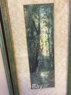 Pair Antique Framed Watercolor Landscape Paintings Pauline M Colyar 1873-1928