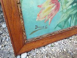 Pair Antique Frames Wooden Vintage Painting Oil on Canvas Signed 1923