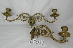 Pair Antique French Piano Sconces Wall Candle Holders -Signed Michau