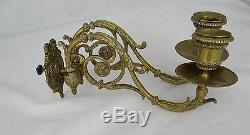 Pair Antique French Piano Sconces Wall Candle Holders -Signed Michau