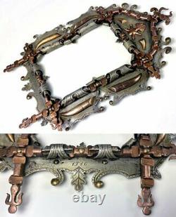 Pair Antique French Trench Art Frames, Argonne Battle Spent Shells, 1916, Signed