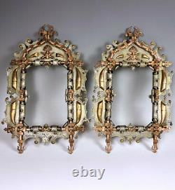 Pair Antique French Trench Art Frames, Argonne Battle Spent Shells, 1916, Signed