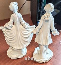 Pair Antique Furstenberg Germany Blanc De Chine Courting Couple Figurines Signed