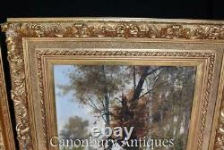 Pair Antique Italian Landscape Oil Paintings Signed C. Avagano