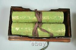 Pair Antique Japanese Manuscript Handpainted Handscrolls Scrolls Edo Japan