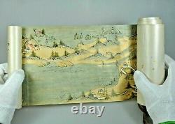 Pair Antique Japanese Manuscript Handpainted Handscrolls Scrolls Edo Japan