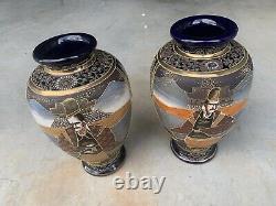 Pair Antique Japanese Satsuma Vase Vases Signed