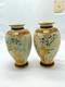 Pair Antique Japanese Satsuma Vases Moriage Gilt Birds Signed Kusube