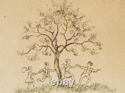 Pair Antique Keller Etchings-children Playing-signed-framed-adorable