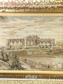 Pair Antique Micro Petit Point Needlepoint Framed Tapestry Signed REICH (Adolf)