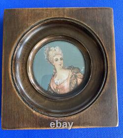 Pair Antique Miniature Framed Oil Painting Portrait Signed BEAUTY