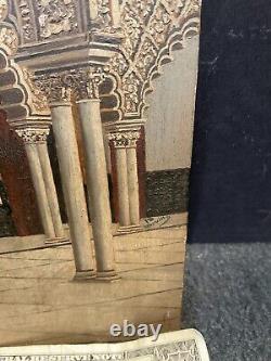 Pair Antique Miniature Interior Oil Paintings on Wood Panels- Signed I S Sevilla