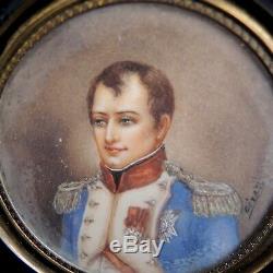 Pair Antique Miniature Portrait Napoleon Elisa Bonaparte Painting Signed Gerard