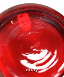 Pair Antique Moser Ruby Red Glass Tea Cup & Saucer Hand Painted Man Lady/Signed