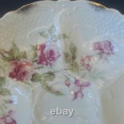 Pair Antique Moustiers French Oyster Plates Embossed Hand Painted Signed Fe 9