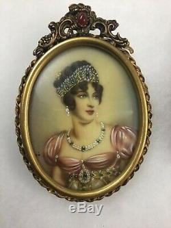 Pair Antique Oil Painting Signed Well Dressed Woman