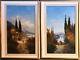 Pair Antique Oil Paintings Lake Lucerne Switzerland Como Italy Signed H Waldeck