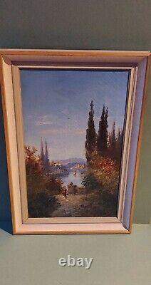 Pair Antique Oil Paintings Lake Lucerne Switzerland Como Italy Signed H Waldeck