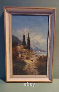 Pair Antique Oil Paintings Lake Lucerne Switzerland Como Italy Signed H Waldeck