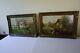 Pair Antique Oil Paintings Pastoral Landscape Signed Geo. Huber