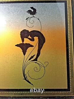 Pair Antique Old Art Nouveau 1930s Signed K DIEFENBACH Fairy Pixie Silhouette