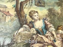 Pair Antique Paintings STYLE OF Jean Antoine Watteau Serenade Romantic Scene