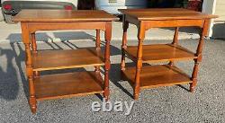 Pair Antique Signed L & JG Stickley Cherry Valley Colonial End Tables Shelf 288