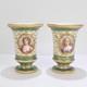 Pair Antique Signed Sevres Type Porcelain Portrait Cabinet Vases Lady Pc