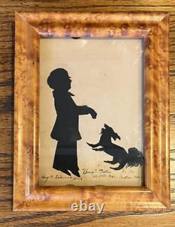Pair Antique Silhouettes Welles Family signed August Edouart Boston 1841 & 1843